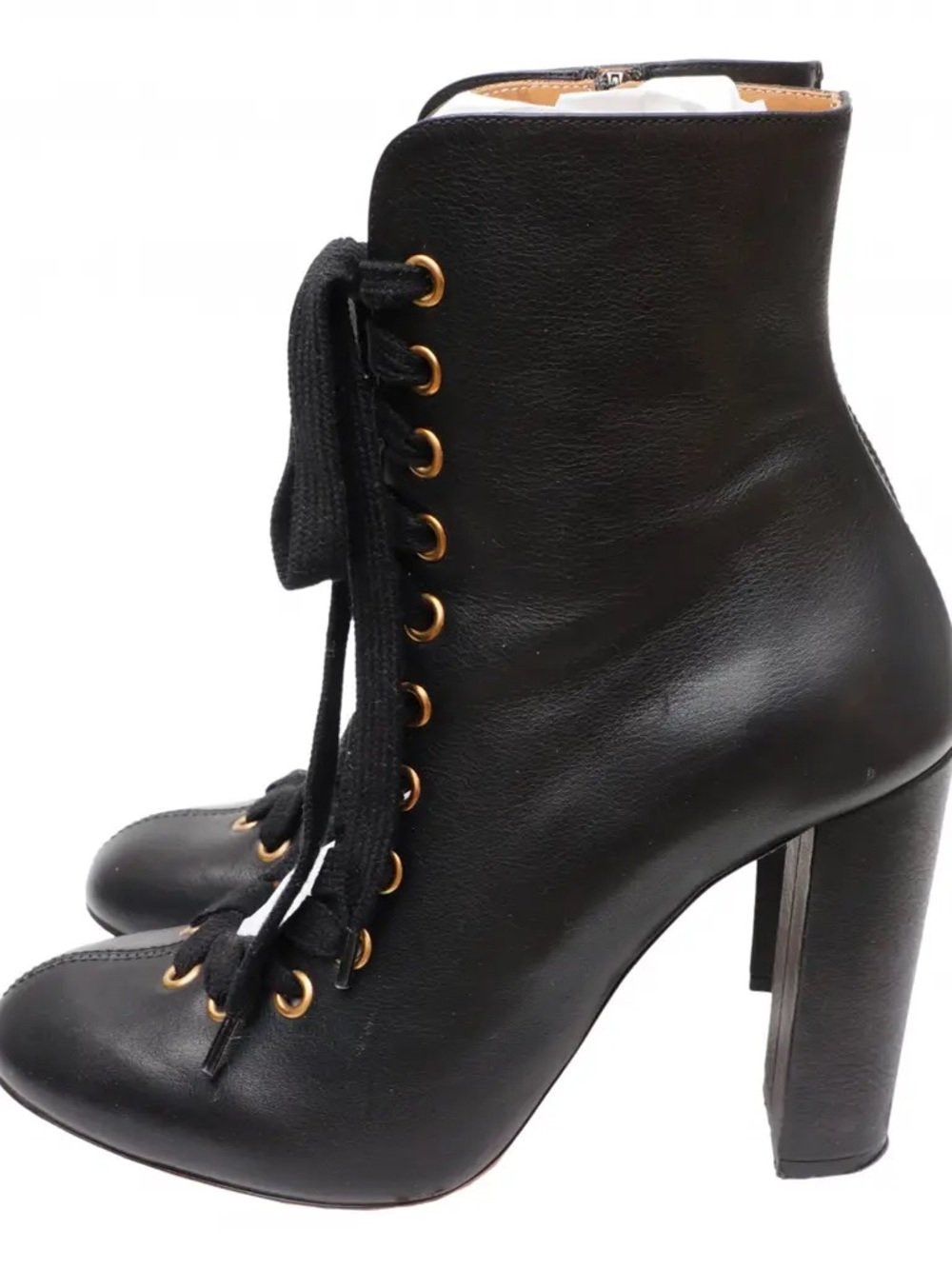 Chloe Black Leather Lace-Up High Heel Ankle Boots